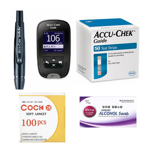 아큐첵 가이드 Accu-Chek Guide 혈당측정기 풀세트(기계세트+시험지50매+호환침110개+알콜솜100매) SW, 1개