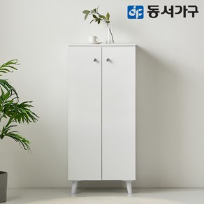 동서가구 키친수 600 3단 다용도 다리형 양문 수납장 DF634892, 화이트