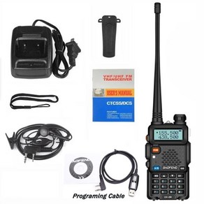 Baofeng UV-5R 워키토키 장거리 고출력 양방향 라디오 5W UHF/VHF 136-174MHz 및 400-520MHz LED 스크린, 04 as pic 1_05 Usb plug, 1개