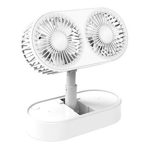 Double Fan 충전식 무선 미니선풍기 탁상용선풍기 휴대용 선풍기, 화이트