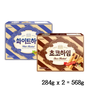 크라운 쵸코하임 284g 1 화이트 하임 284g 1 (총2) 대용량 초코과자, 2개, 568g