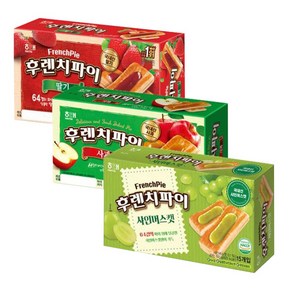 해태 후렌치파이 15입 x 4개 딸기 사과/샤인머스켓 재출시!, 딸기 2개+사과 2개, 768g