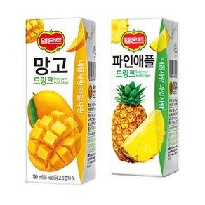 델몬트 파인애플 + 망고 드링크팩 190ml 각24팩(총48팩) 과즙주스/주스/음료/과채음료, 48개