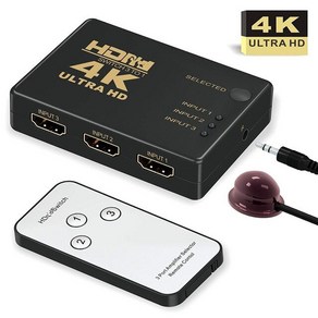 HDMI 호환 스위처 HDTV DVD TV 박스 Z2 용 허브 IR 리모컨 포함 HD 스위치 선택기 스플리터 4K HD080P 3 포, 검은 색, 1개