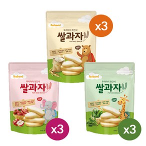 아이뽀뽀미 쌀과자 떡뻥 3종 [백미3개+사과3개+시금치3개], 1세트