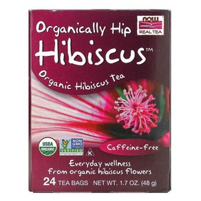 NOW Foods 나우푸드 카페인 프리 히비스커스 24티백 Hibiscus Caffeine-Fee 24 Tea Bags 1.7 oz (48 g), 48g, 24개입, 1개