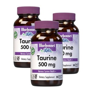 블루보넷 타우린 500mg Bluebonnet Tauine, 50정, 3개