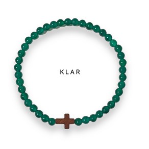 클라(KLAR) 천연 추마노(Green Agate) 샤벨 십자가 팔찌