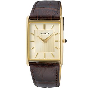 SEIKO [SEIKO] WATK MEN 'S SQUARE DESIGN QUARTZ SWR064 샴페인 골드 다이얼 X 브라운 가죽 밴드