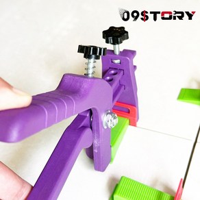 09 STORY 타일 평탄 집게 조임 클립 쐐기 수평 작업 바닥용 퍼플, 2개