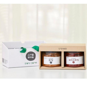 선물세트 - 전통 장류 500g 2구(구성 택1), 된장500g + 고추장500g, 2개