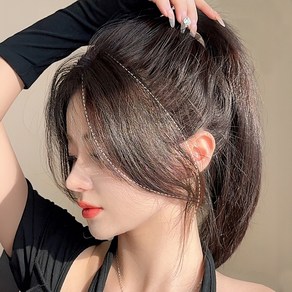 HAIRCUBE 자연스러운 옆머리 가발 부분가발 2피스, 내츄럴 블랙, 2개