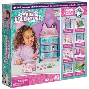 Gabby's Dollhouse Games HQ 체커 틱택 토 메모리 매치 고 피쉬 빙고 카드 보드 게임 장난감 선물 넷플릭스 파티 용품 만 4세 이상 아동용, Gabby's Dollhouse - 8 Games in, 1개