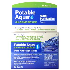 Potable Aqua Chlorine Dioxide Water Purification Tablets - 30 Count 음료수 아쿠아 이산화염소 정수 정제 - 30개수