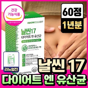 단기간 다이어트 보조제 식 약 청인증 날씬17 다이어트 엔 유산균 헬씨딜리버리, 24개, 60정