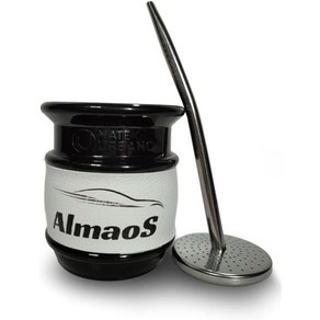 ALMAOS 가죽 예르바 메이트 거드 세트 뉴 컵우루과이 컵 세트봄밀라 빨대 포함 아르헨티나 세트완전한 키트WHITE, Black, 1개