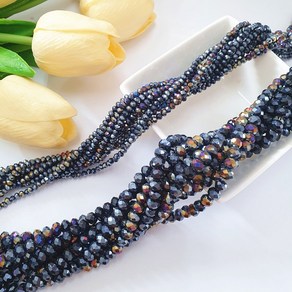 우주블랙 론델컷 원형 AB빛 크리스탈 수정비즈, [J51-1]3MM, 약130pcs(한줄)