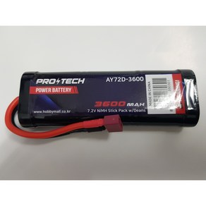 AY72D-3600 7.2V 3600mAh NiMH Stick Pack w/Deans, 단품, 1개