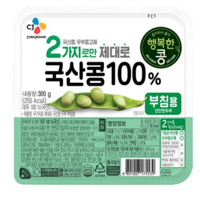 행복한콩 2가지로만 국산콩두부 부침용 300g, 1개