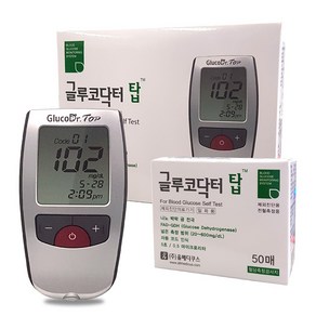 글루코닥터 탑 AGM-4100 혈당측정기 풀세트 [혈당계+시험지100매+침110개+솜100매+파우치+채혈기], 1세트