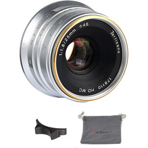 파나소닉올림푸스 미코 43 미러리스 카메라용 7atisans 25mm F1.8 APSC 수동 고정 렌즈실버, M4/3 mount(Silve) 해외직구