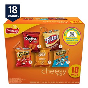 [미국직배송]프리토레이 매운맛/치즈맛 모음 18개 Fito-Lay Vaiety Snack Pack - 18ct, 프리토레이 치즈맛 믹스 18개입, 1개, 499.6g