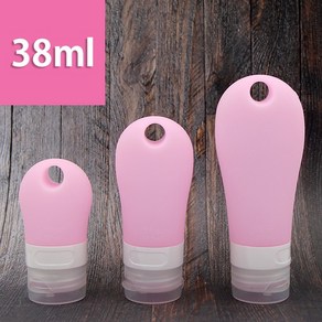 미소 여행용 실리콘 공병 화장품 용기 휴대용, 1개, 고리형 공병 공병/38ml_ 핑크