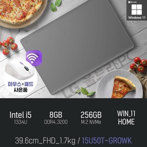 LG 울트라PC 15U50T-GROWK [무선 마우스&패드], WIN11 Home, 8GB, 256GB, 타이탄 실버