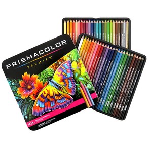 PRISMACOLOR 프리즈마 유성색연필 48색+스칼라 1홀 연필깎이 프리즈마 드로잉 연필 5개입 액세서리 세트 증정, 48색