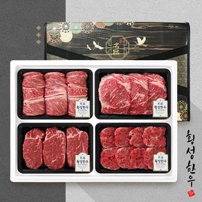 [횡성한우] 1등급 암소 명품 선물세트 5호 1.4kg(꽃등심400 채끝400 안심300 특수300), 1개