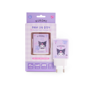 산리오캐릭터즈 고속기 충전기 어댑터 45W 2포트 (type-C usb-A), 1개, 쿠로미