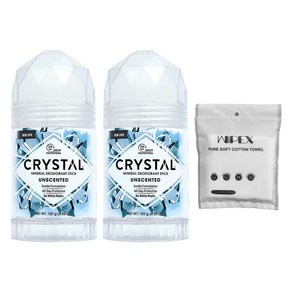 크리스탈 미네랄 바디 데오도란트 스틱 120g 2개 + wipex 퓨어 소프트 코튼 타월 화이트 6개입, 1세트, 1g