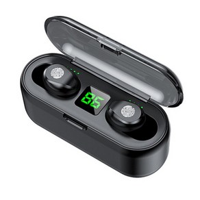 TWS F9 Wieless Headphone Spot Bluetooth Touch Mini Eabuds Steeo Bass with 2000mah, Colo Black