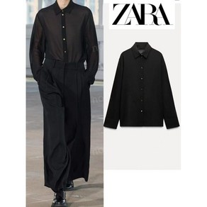 ZARA 자라 여성 2025 봄 블랙 시스루 셔츠