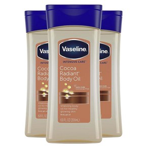 Vaseline Body Oil Cocoa Radiant 바세린 인텐시브 케어 바디 오일 코코아 라디언트 6.8oz 3팩, 200ml, 3개