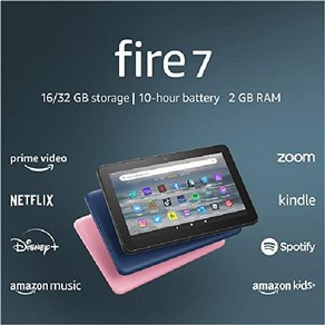 Fie 7 태블릿 7인치 디스플레이 16GB 배터리 휴대용 (2022 릴리스), Wi-Fi, 500GB, 장미, 잠금 화면 광고 지원