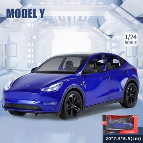 TESLA 테슬라 전기차 모델Y ModelY SUV XLG 1대24 자동차 미니카 모형 다이캐스트 꿈꾸는다락방, 블루, 1개