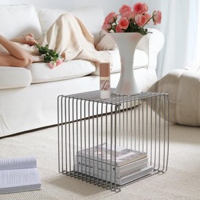철제 미니 협탁 몬타나 팬톤 와이어 모듈 싱글 큐브 테이블, 01.실버 25x25x25
