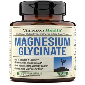 Magnesium Glycinate 200mg Supplement fo Occasional Stess Relief Calmness & Relaxation. Healthy S, 1개, 1