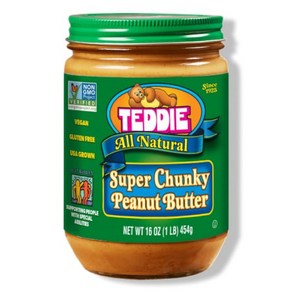 Teddie All 내츄럴 Peanut Butter Super Chunky 글루텐 프리 & Vegan 16 Ounce (Super Pack of 1)