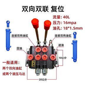 유압 핸들 조정 컨트롤러 수동 유압분배기 중장비 레버 호환 멀티플 밸브 방향, ZS-L118-2 볼 포지셔닝, 1개