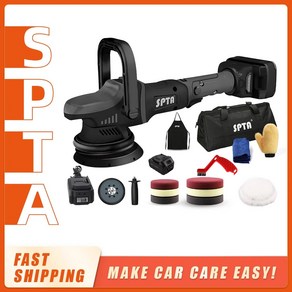 셀프 세차 용품 SPTA-18V 5 인치 무선 자동차 폴리셔 듀얼 액션 15mm 궤도 가변 속도 연마 기계 4000mAh 배터리 차량 광택 도구, [01] 1pc battey set, [01] 220 볼트 230 볼트, 1pc battey set, 1개