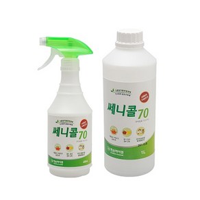 쎄니콜70 에탄올 450ml 살균소독제 뿌리는소독제 살균 소독, 쎄니콜/살균소독제/발효알콜59%/450ml, 1개