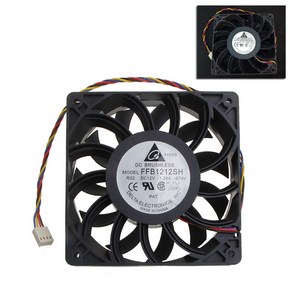 DC 브러시리스 팬 FFB1212SH 12cm 냉각 팬 120mm DC12V 1.24A 냉각 팬 120x120x25mm 4p 볼 베어링 3700 pm, 01 검정_01 고정 컬러_01 Black