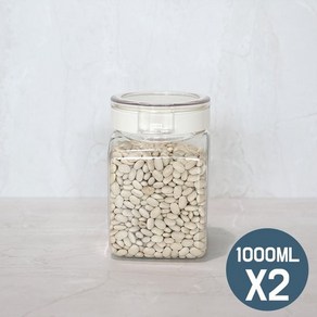 실리쿡 보관 용기 사각 원터치 용기 1000ml 1+1, 2개, 1개입