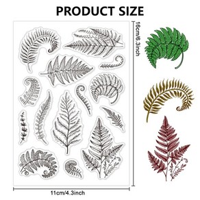 카드 제작용 투명 실리콘 스탬프 식물 고사리 잎 씰, 1개, 5.BTG05-06438