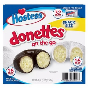 호스티스 파우더 도넛 앤 초콜렛 미니 32팩입 Hostess Mini Powdeed Donettes & Chocolate Mini Donettes, 1개, 1.361kg