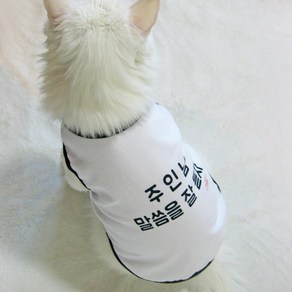미얌 주인님 말씀을 잘듣자 민소매 면 티셔츠 강아지옷, 그레이, 1개
