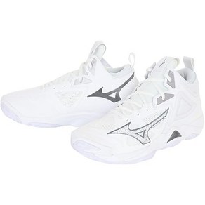 MIZUNO [미즈노] 배구화 웨이브 모멘텀 3 MID 동아리활동 실내 폭이 넓고 경량 인도어 화이트×그레이×실버 31.0cm 2.5E 31.0 cm 회색/은/하얀색, 1개