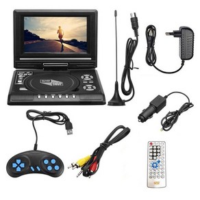 cd리더기 dvd플레이어 휴대용 호환 7.8 인치 Denifition T D MP3 MPEG 미디어 뷰어 게임 컨트롤 핸들 및 가정용 컴팩트 디스크, 01 EU PLUG, 1.EU PLUG